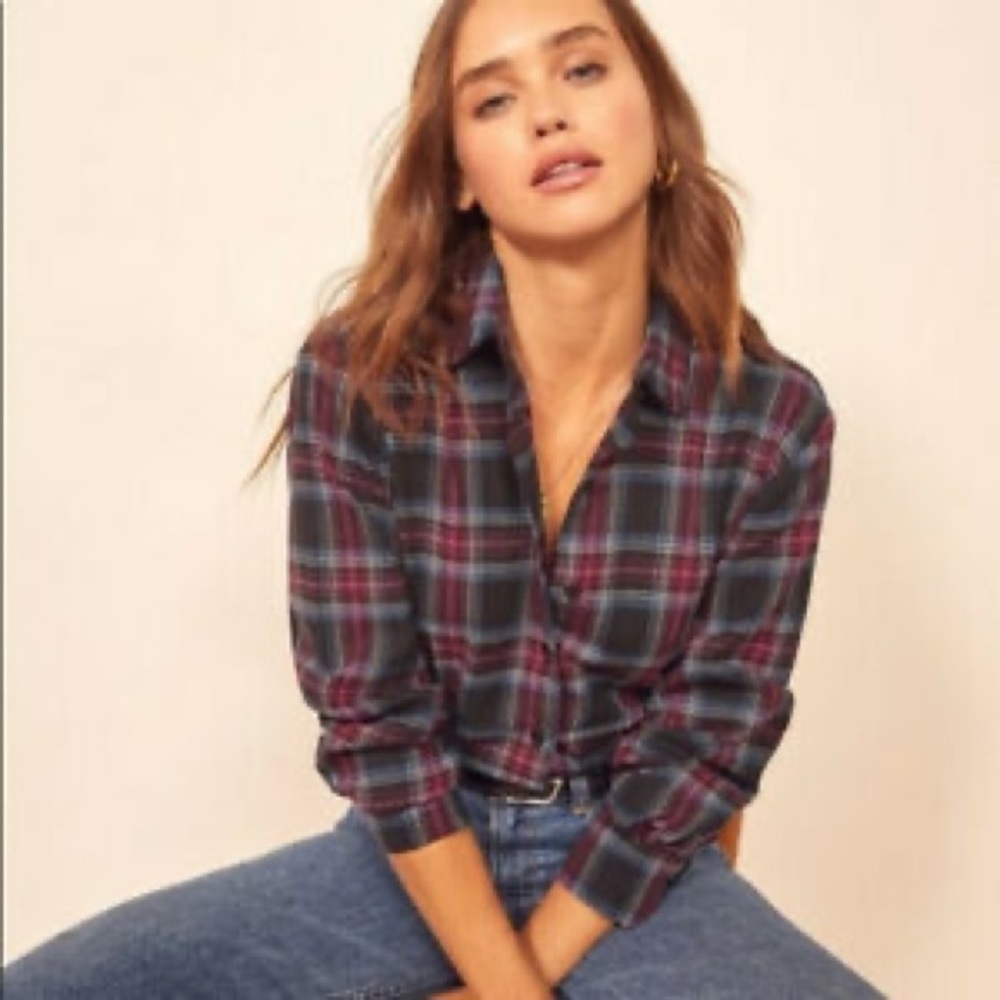 Reformation Plaid Buttondown XS